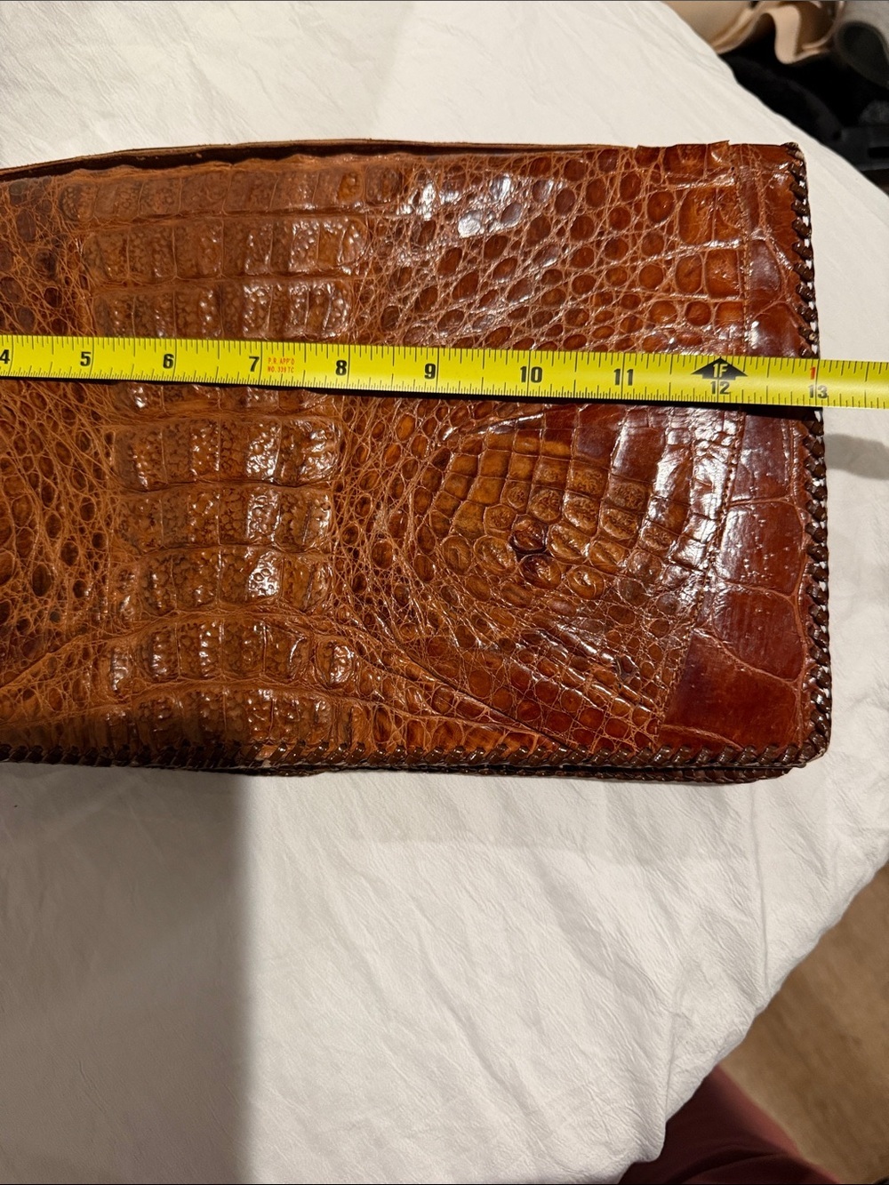 Crocodile Embossed Leather Clutch - Picture 7 of 9